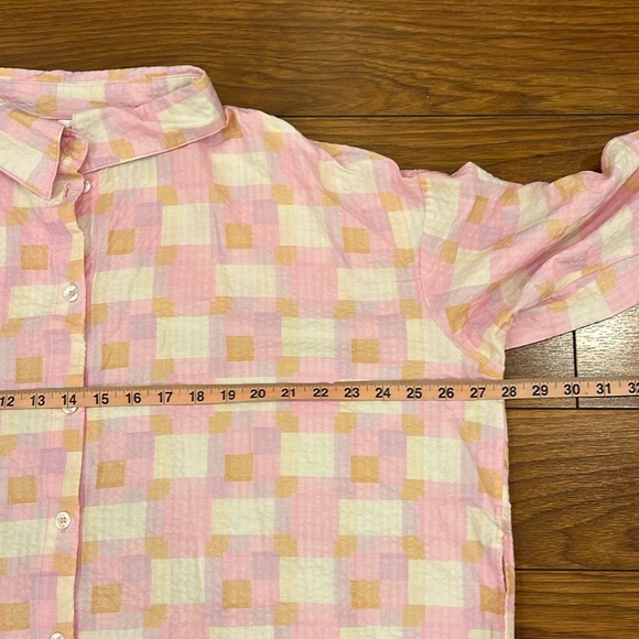 Smash + Tess Malia Pink Hawaiian Check Plaid Shirt - Picture 10 of 14